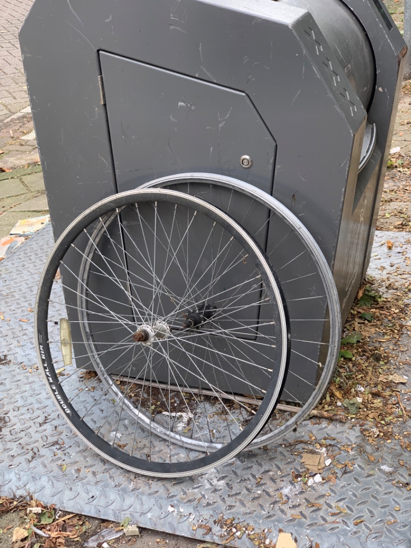 Two race bike wheel rims, a bit old but seems ok