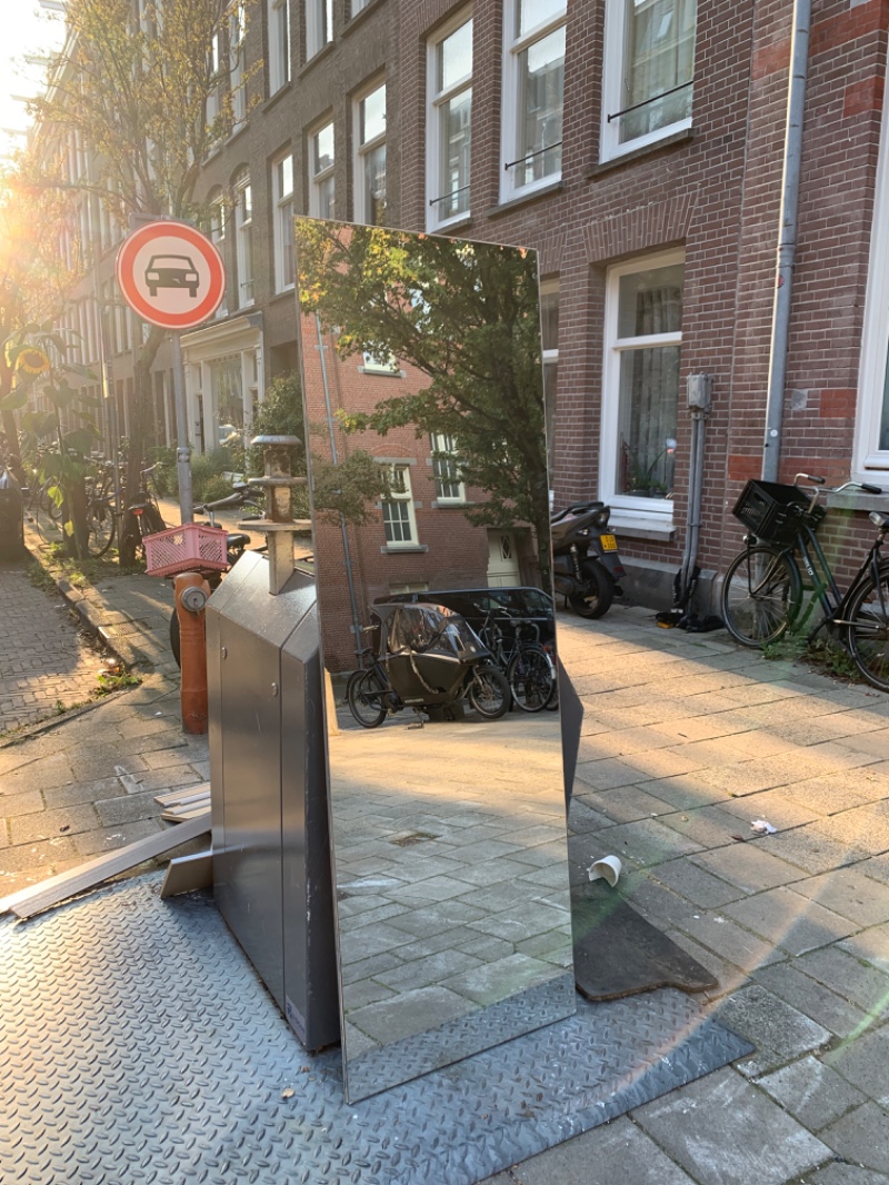 A mirror left on the street in Amsterdam