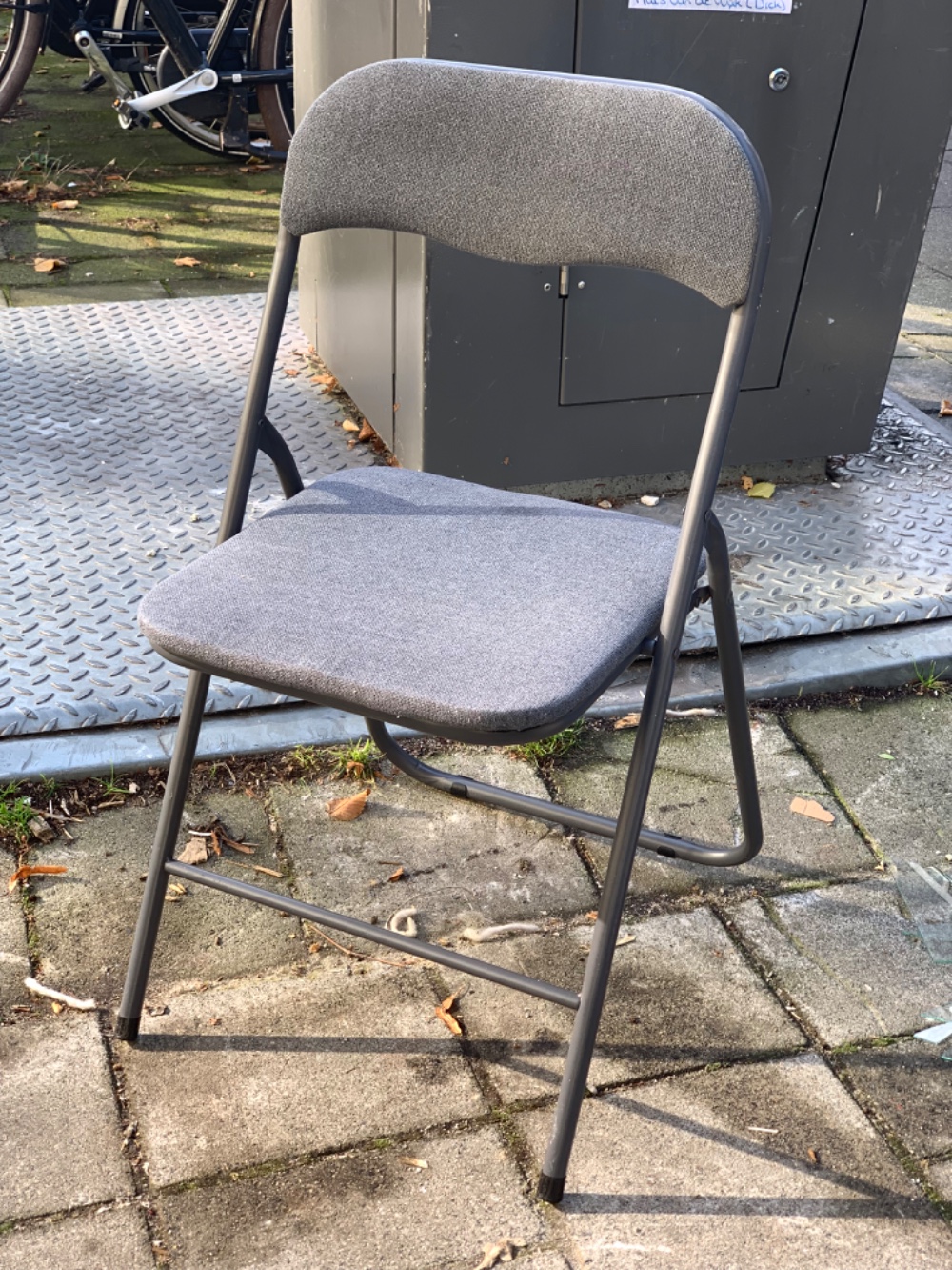 Gray folding chair