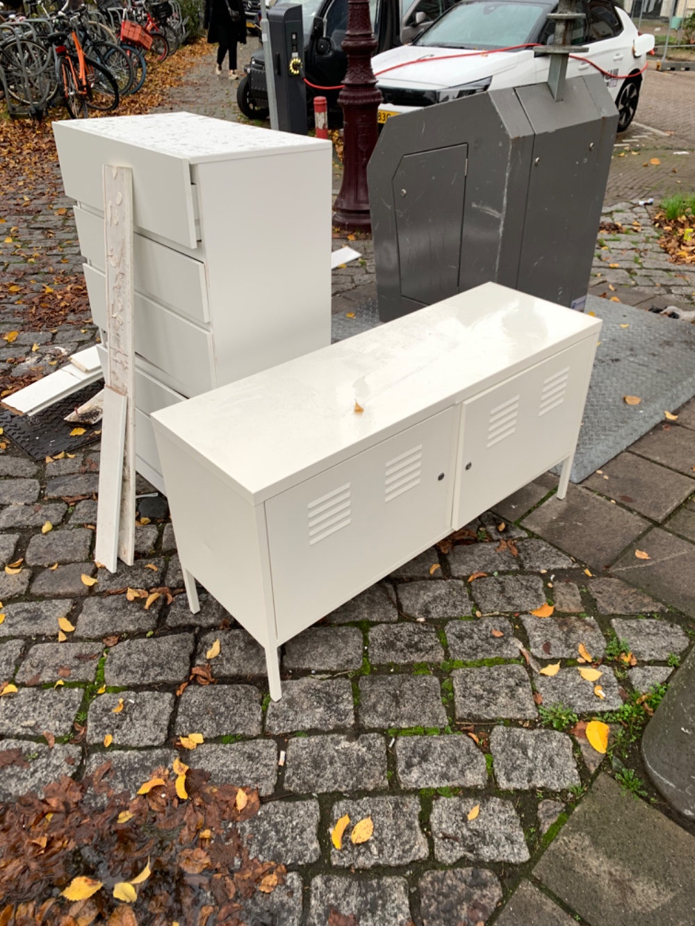 Ikea dresser and a nice metal shelf