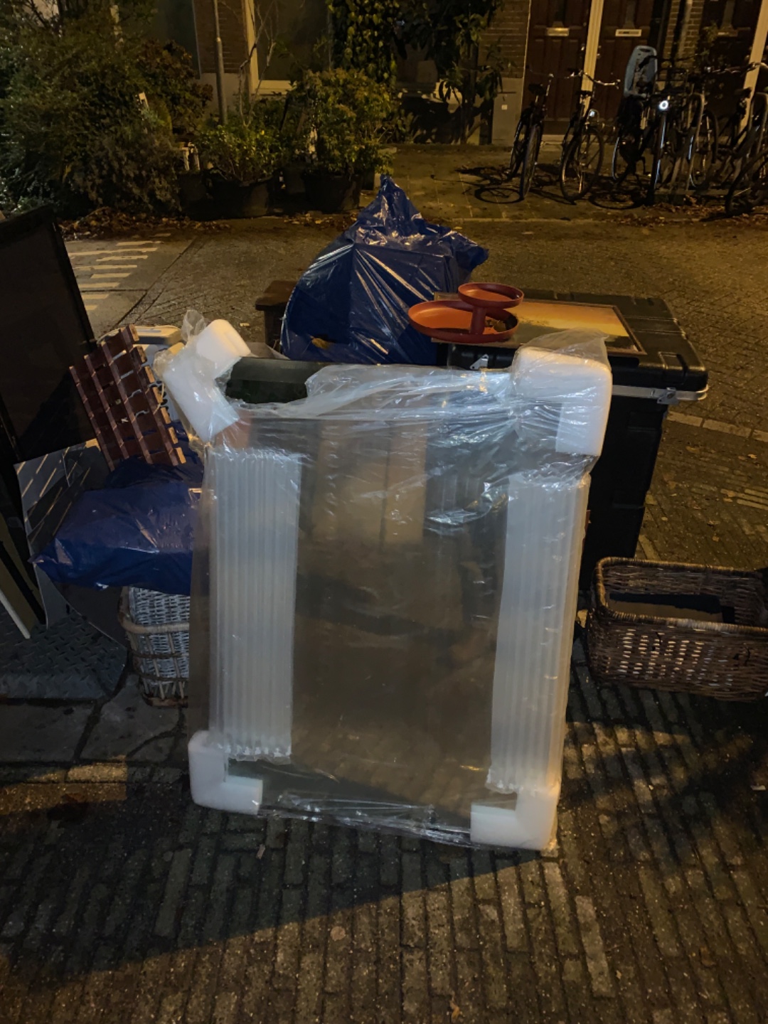 Nice big mirror, baskets, picture frames and plastic travel trunk. 