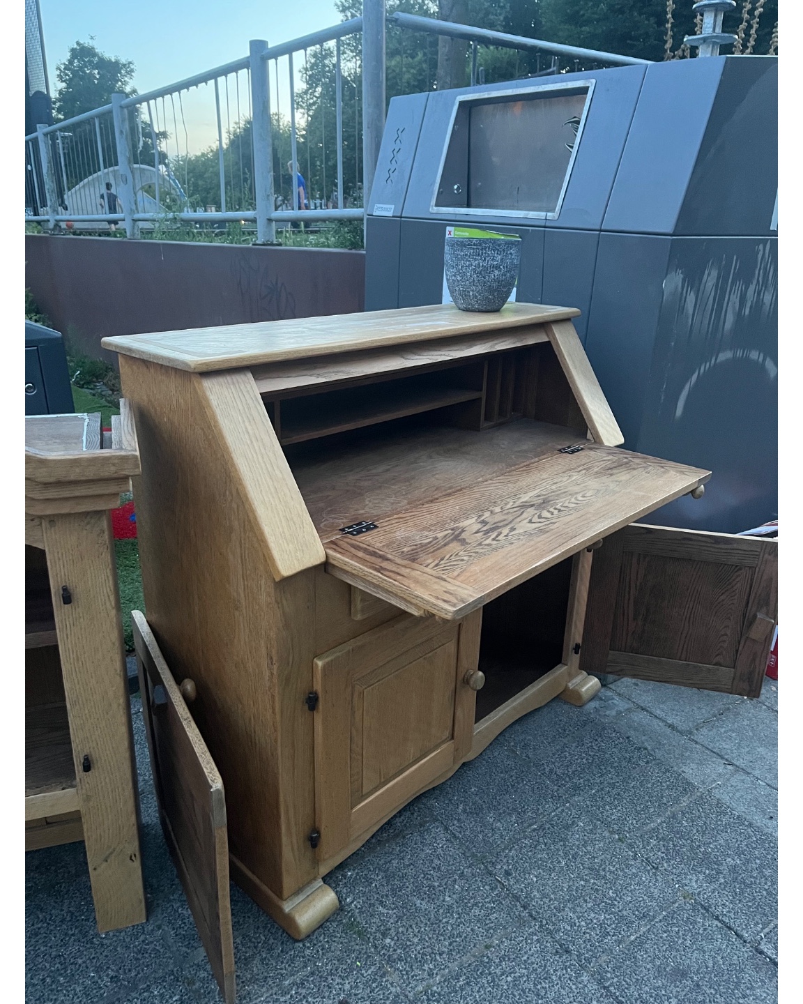 cute little frumpy-looking writing desk cabinet that is too heavy to bike home with ;^(((( photo 2
