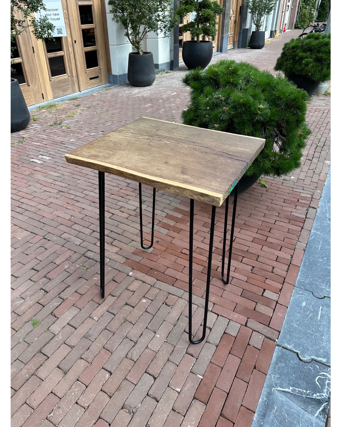 High wooden table photo 2