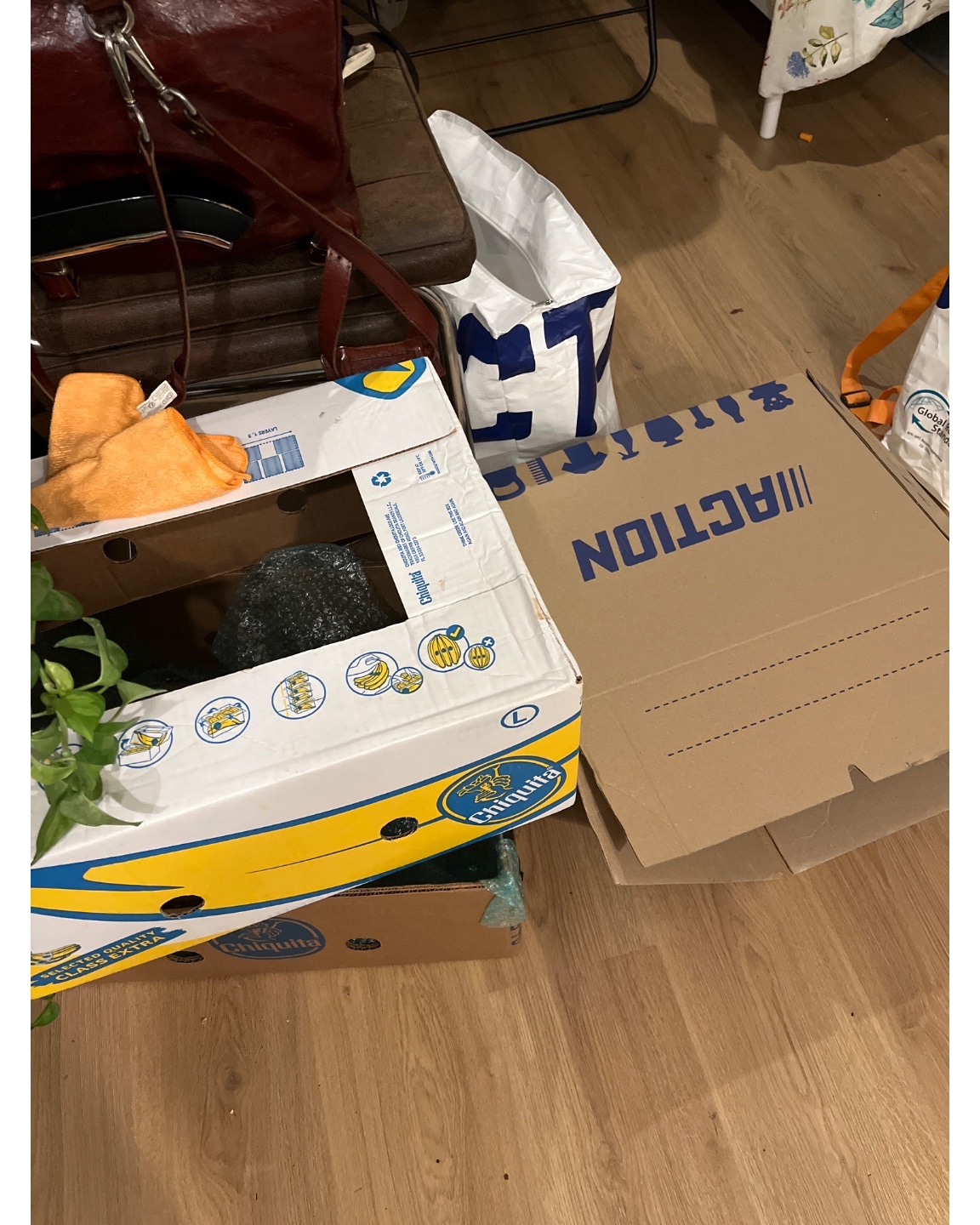 epipremnum plant, geen beestjes gewoon geen plek meer voor helaas
Ikea badkamer lamp, schroeven ben ik kwijt maar werkt!
2 compete bananendozen (2x bovenkant 2x onderkant)
1 action verhuisdoos en evt 1 waarbij het handvat is doorgescheurd
Dm me op @krantenartikel! photo 3