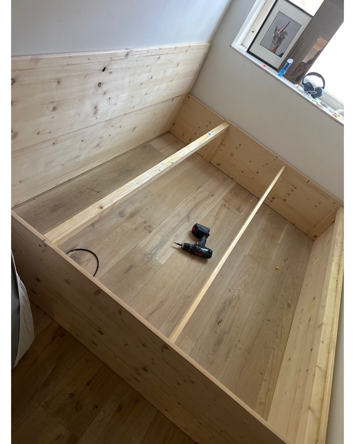 Selfmade bed frame inclusive slatyed base photo 2