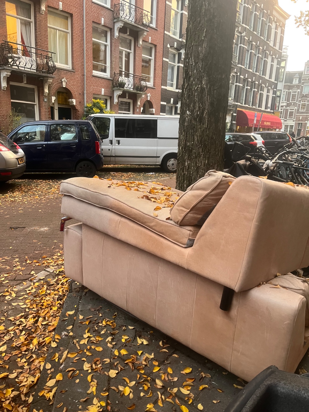 Leather couch, huge!