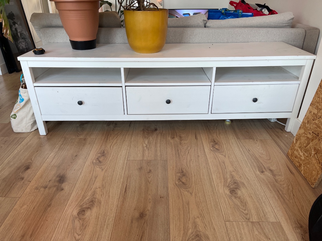 Wooden sideboard with three draws, pick up anytime on Monday after 11. 

Dimensions 
181 long x 48 deep x 56 tall 

Pick up only.