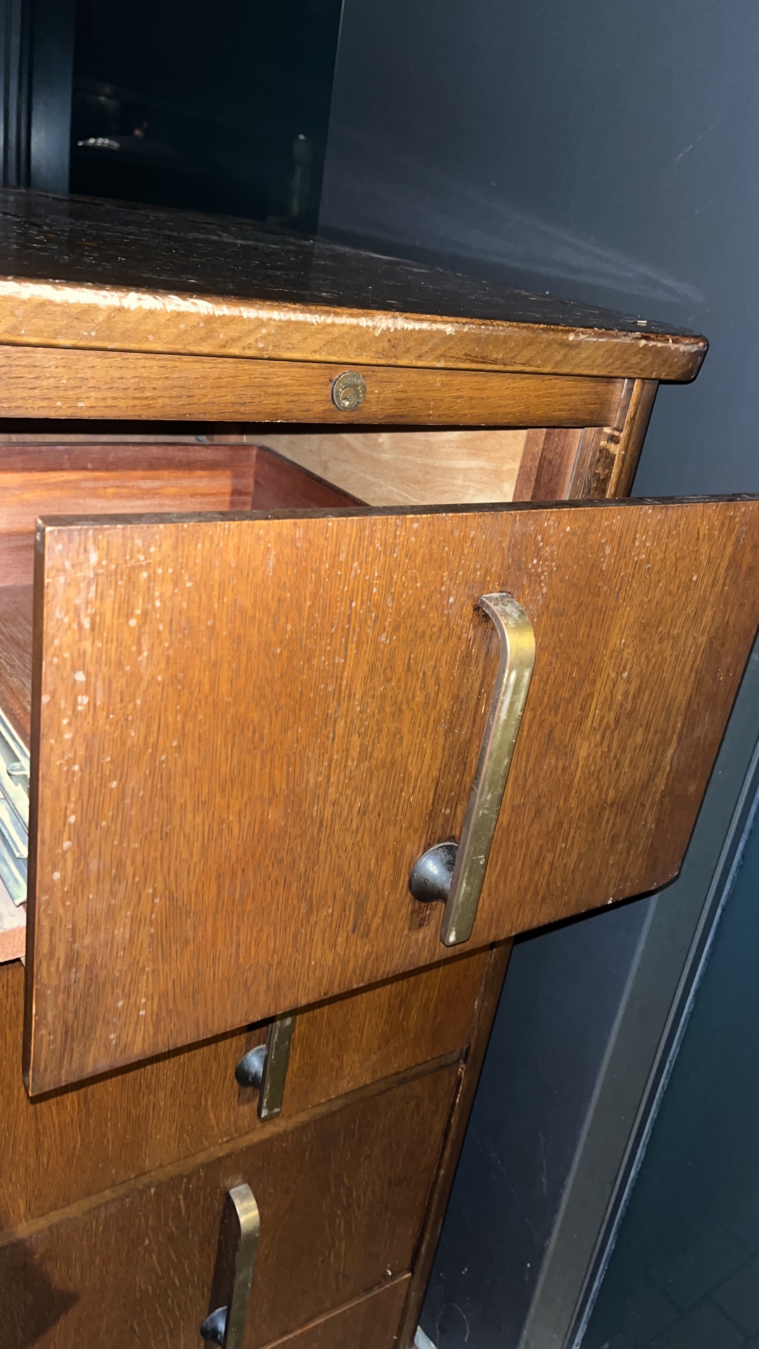 Beautiful 50s vintage cabinet. I saw it on the street, still good state. Googled it and found measurements: 73 cm deep and 143 hight. photo 2