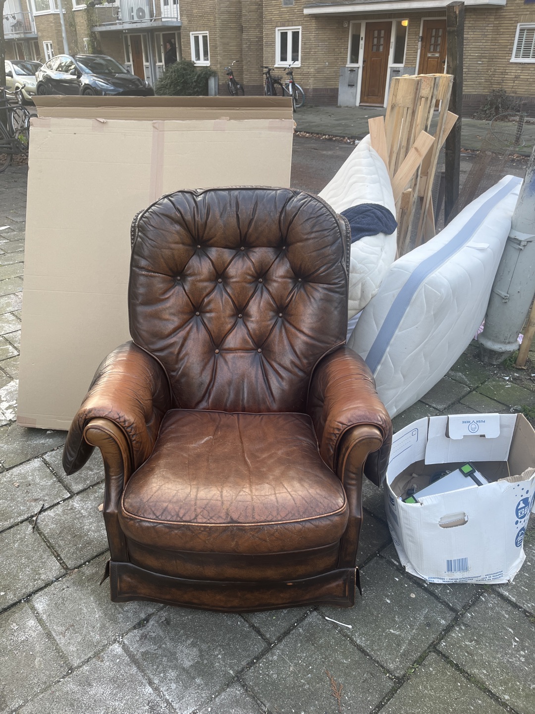 Leather armchair and assorted things