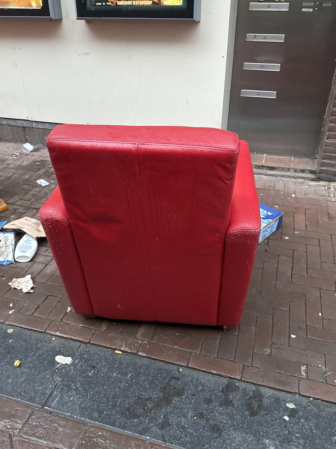 2 red leather chairs photo 3