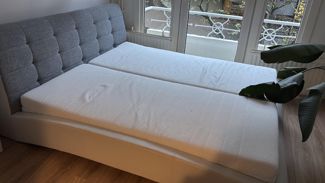 A storage with bed, mattresses, wardrobe and some more and kitchen utensils up for grabs at safe storage on Monday! 
They were meant for my apartment which eventually fell through - so everything is in great condition and it’s for free. I paid multiple hundred euros for everything. It just needs to all be emptied at once. Everything fits in a normal van. photo 2