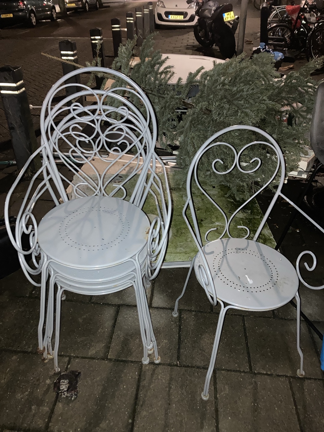 Garden metal chairs x5, stool, single mattress, office chair, wooden panels photo 2