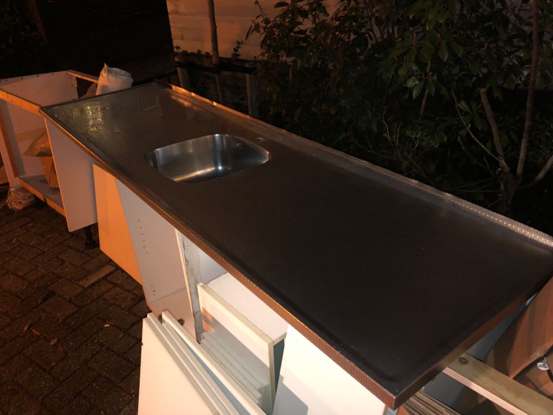 Compleet (standaard) keukenblok. Lang rvs aanrecht met gootsteen. photo 2