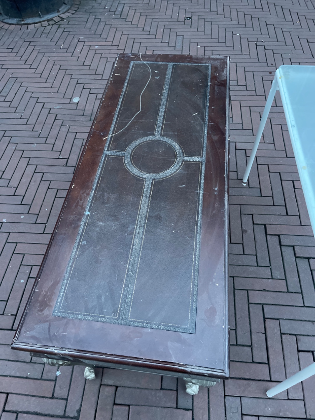 2 side tables one metal and glass, the other one metal and leather photo 3