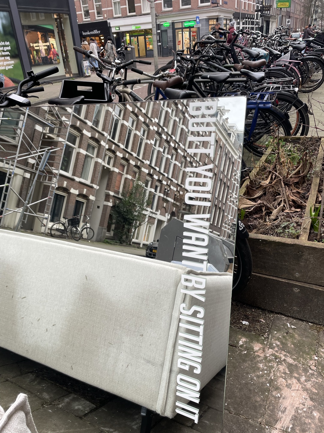 Big mirror with text, no damages