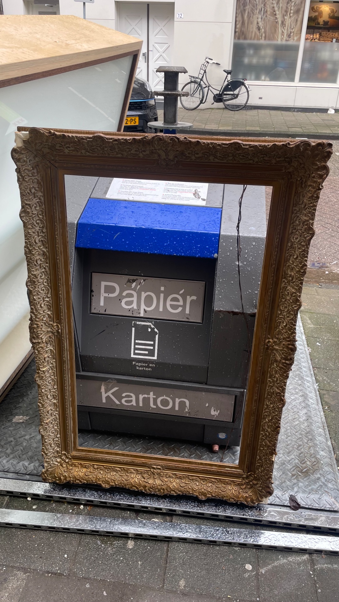 Antique frame and birch plywood shelves photo 1