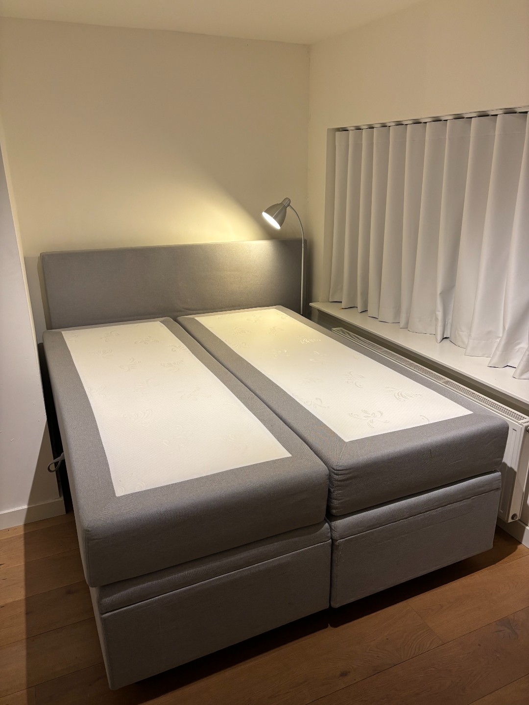 Free, extra-long bed with storage (160x210cm). Storage units are very heavy. Needs to go by Feb 28th. WhatsApp +31648656779 photo 2