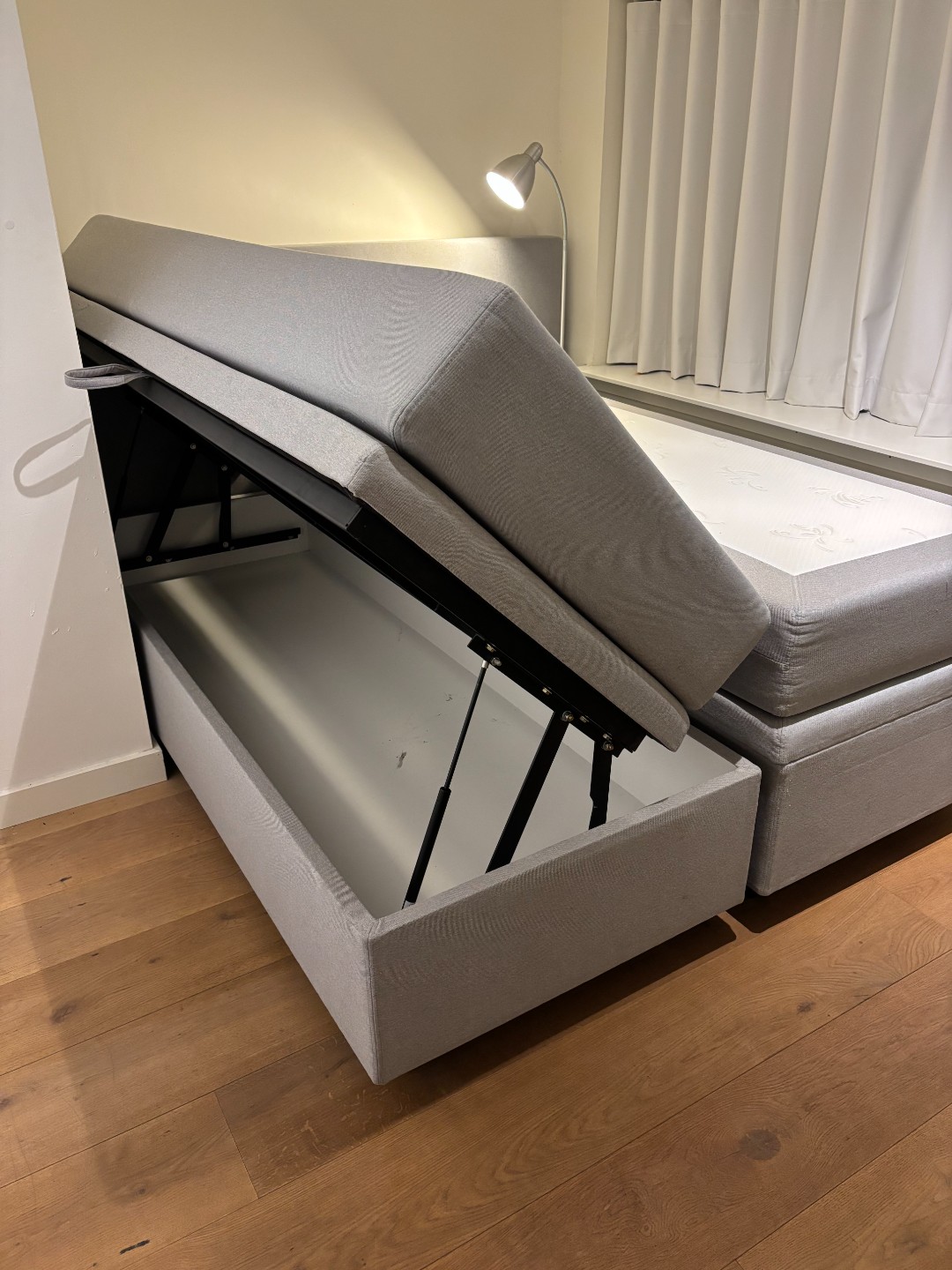 Free, extra-long bed with storage (160x210cm). Storage units are very heavy. Needs to go by Feb 28th. WhatsApp +31648656779 photo 3