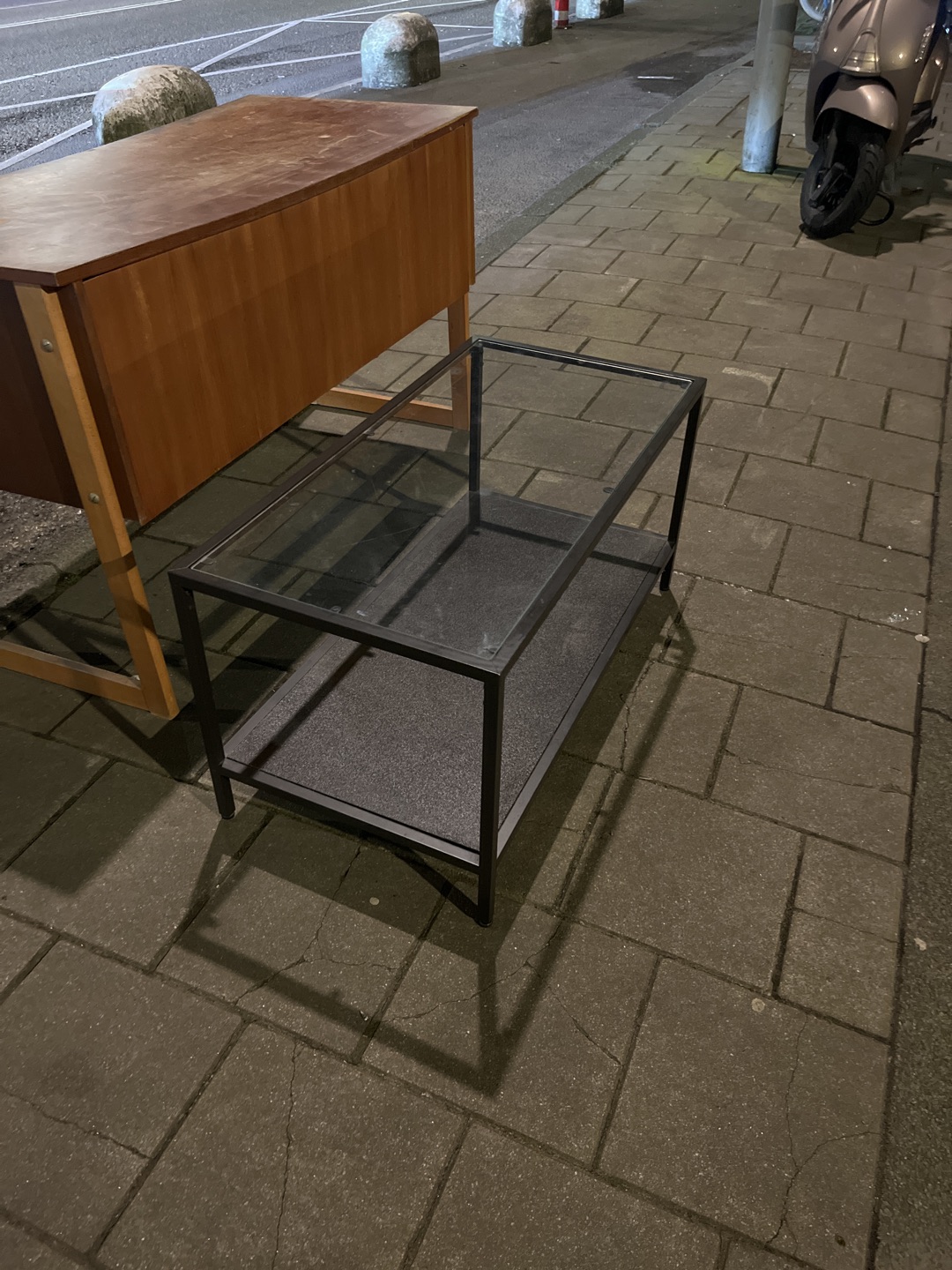 Glass top ikea table. In perfect condition. A little wobbly but 100% can be fixed with simply tightening the bolts.