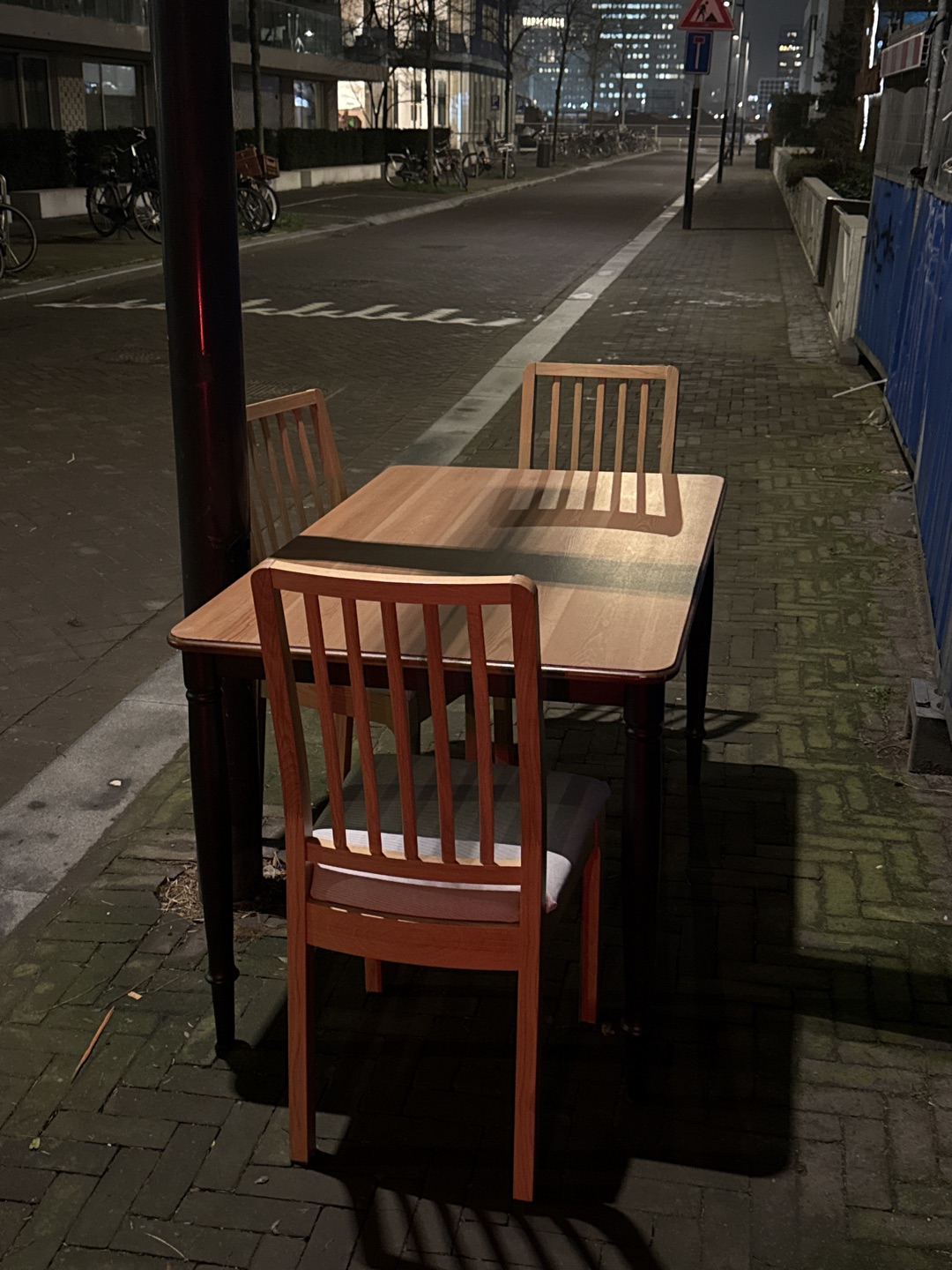 3 chairs and table (or place to have romantic dinner with third wheel)