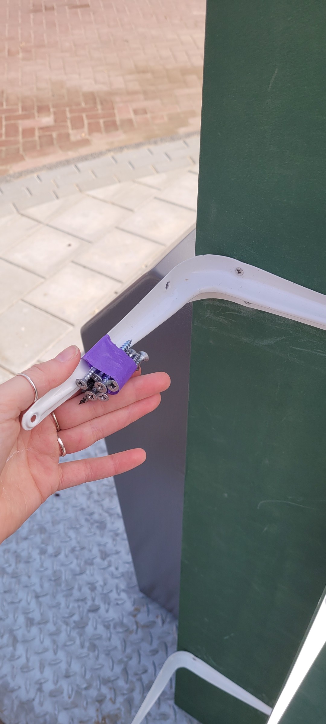 Olijfgroene plannen voor aan de muur met schroeven en lange plant