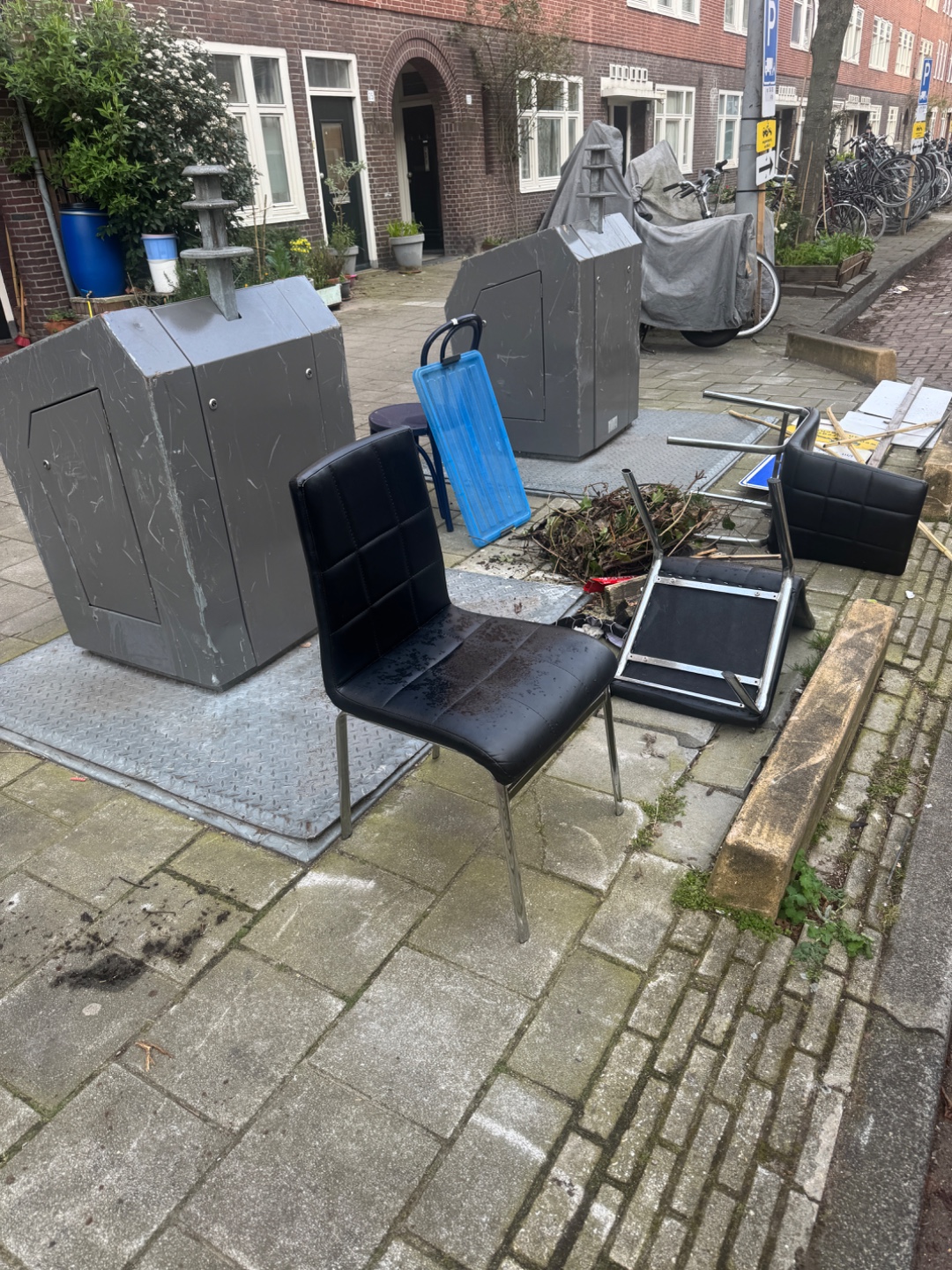 3 black leather chairs with chrome 2