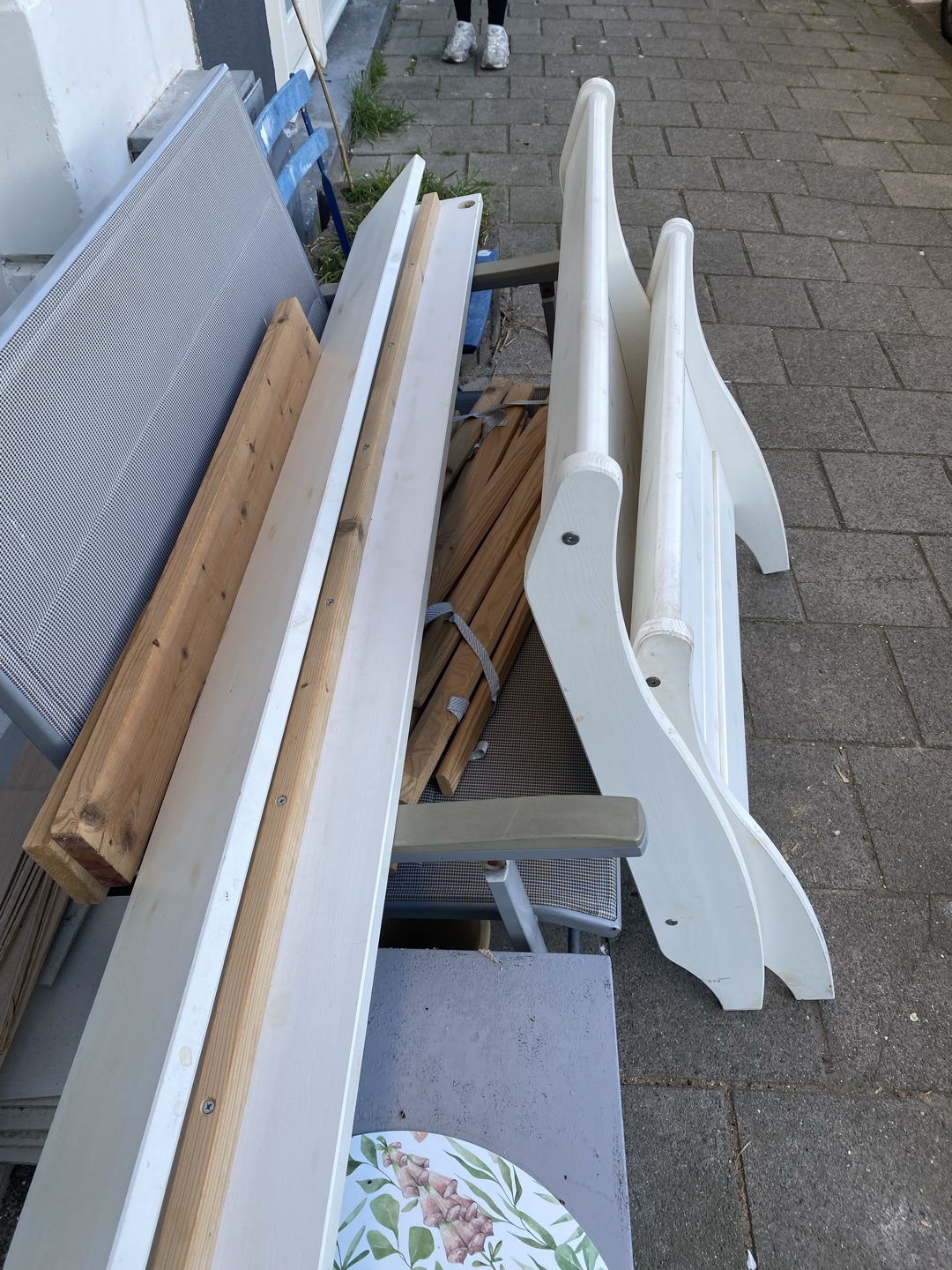 IKEA bed, white washed wood, single bed 1