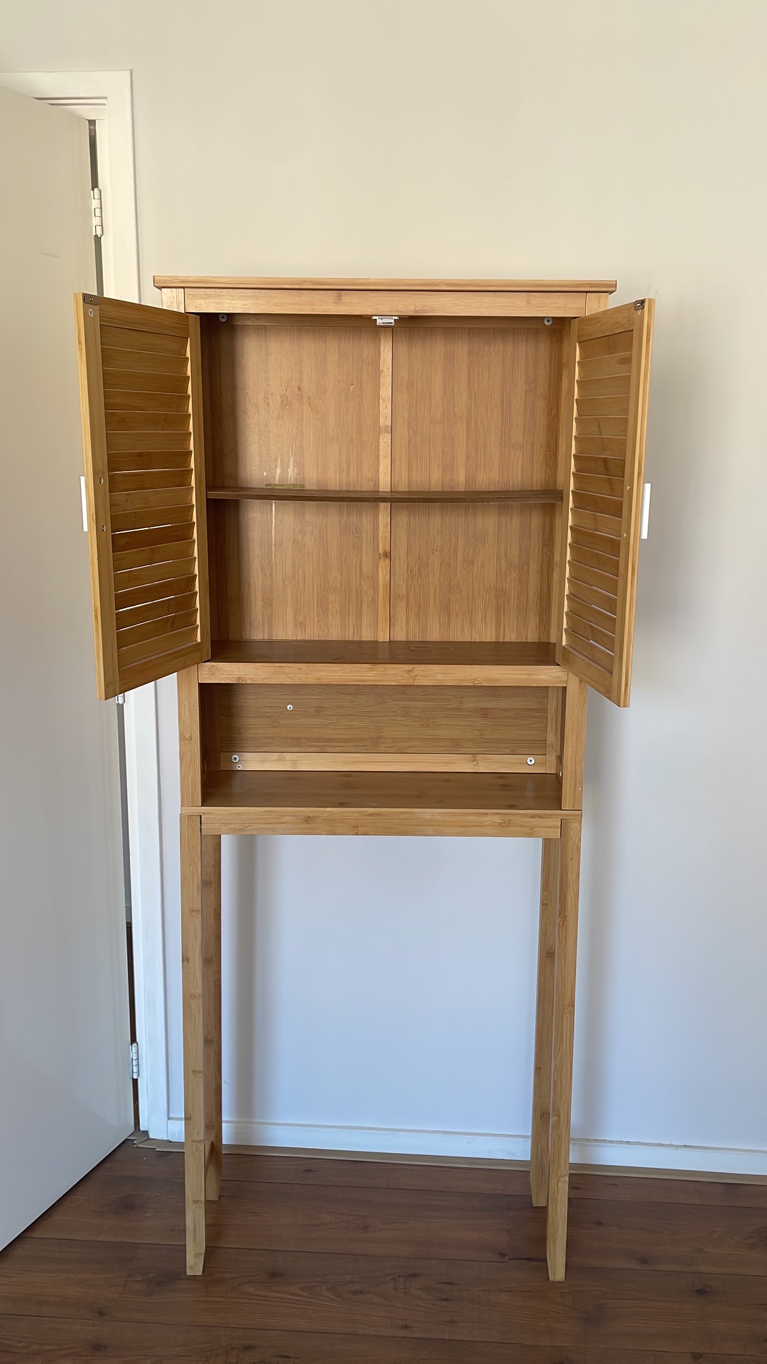 Wasmachine meubel van bamboo 2