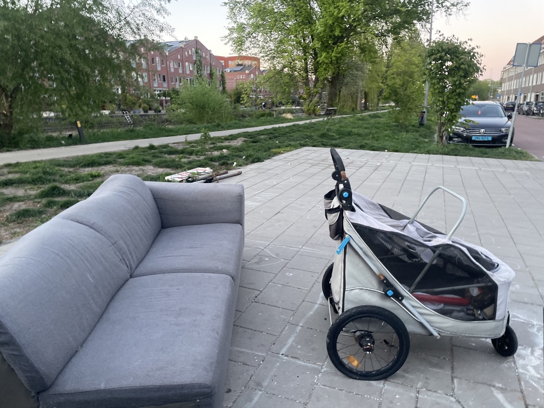 Stool, dog buggy, couch 2