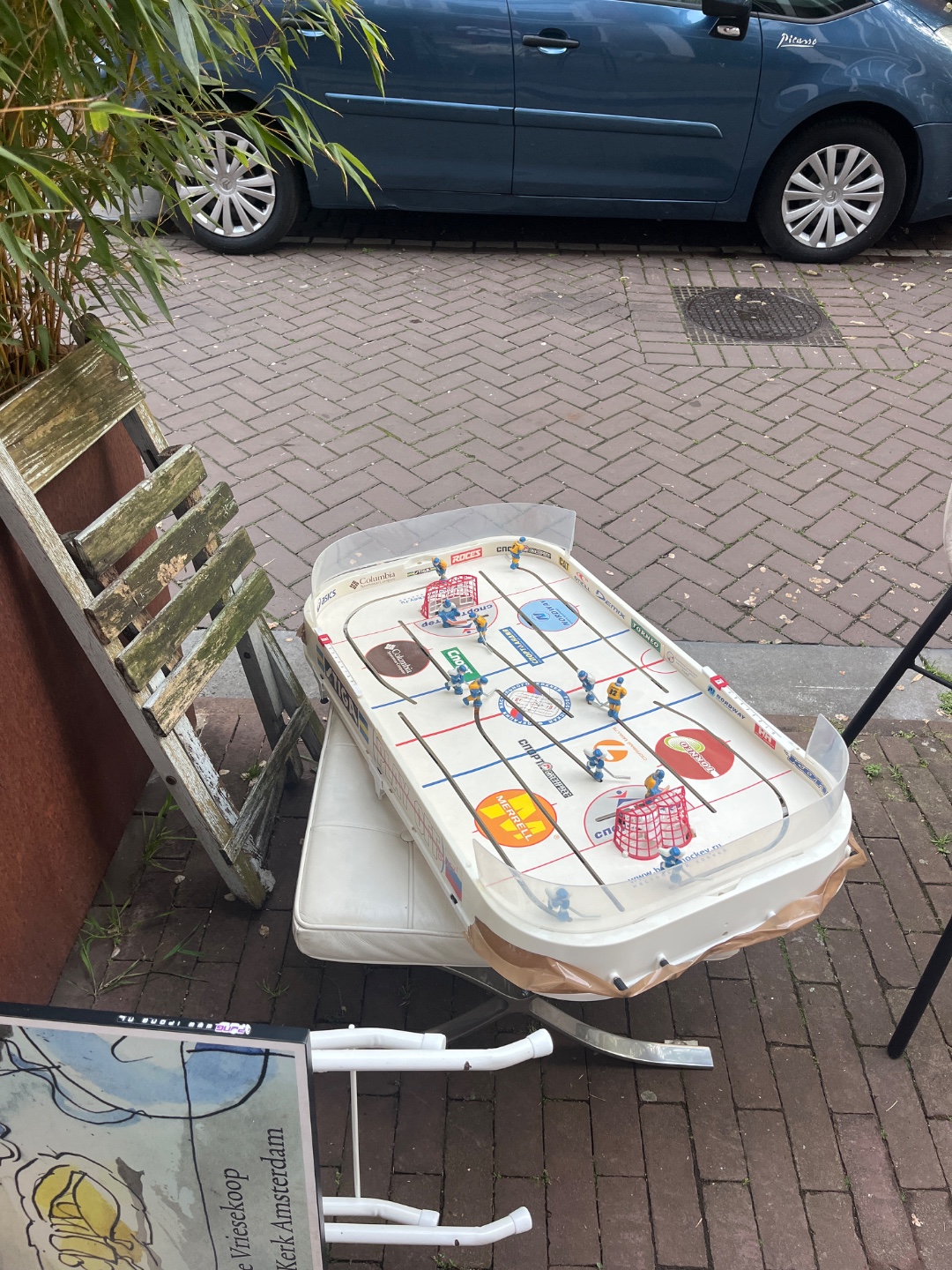 High chair, Barcelona stool, icehockey game and wooden chair. 2