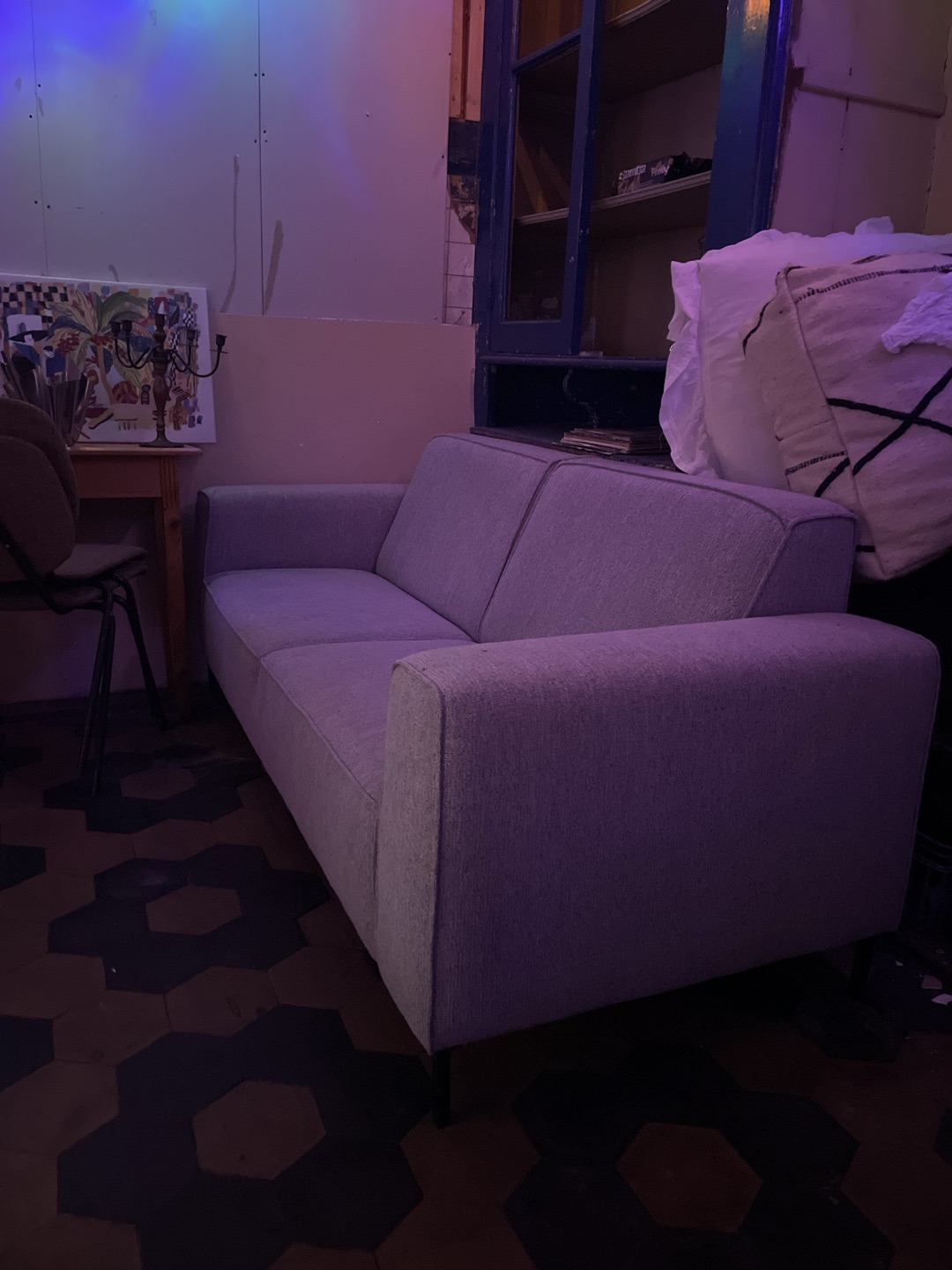 Couch for free, you can pick it up at my home. Maine floor. 1