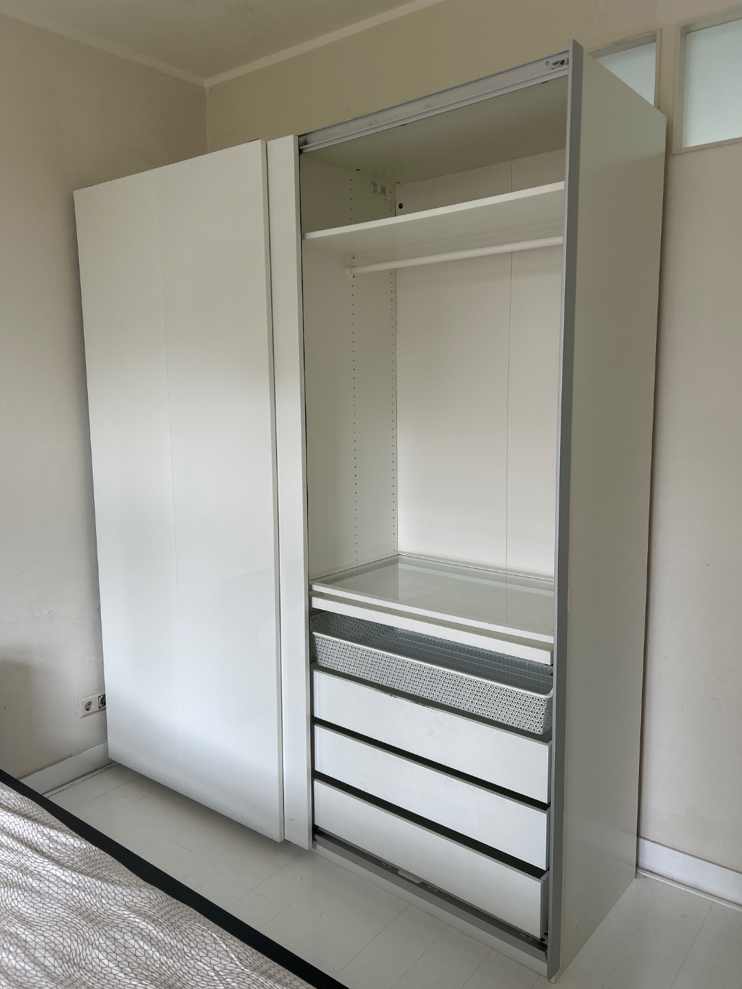 Free to pick up today or tomorrow. It has some damage on the left door and on one shelf. 2