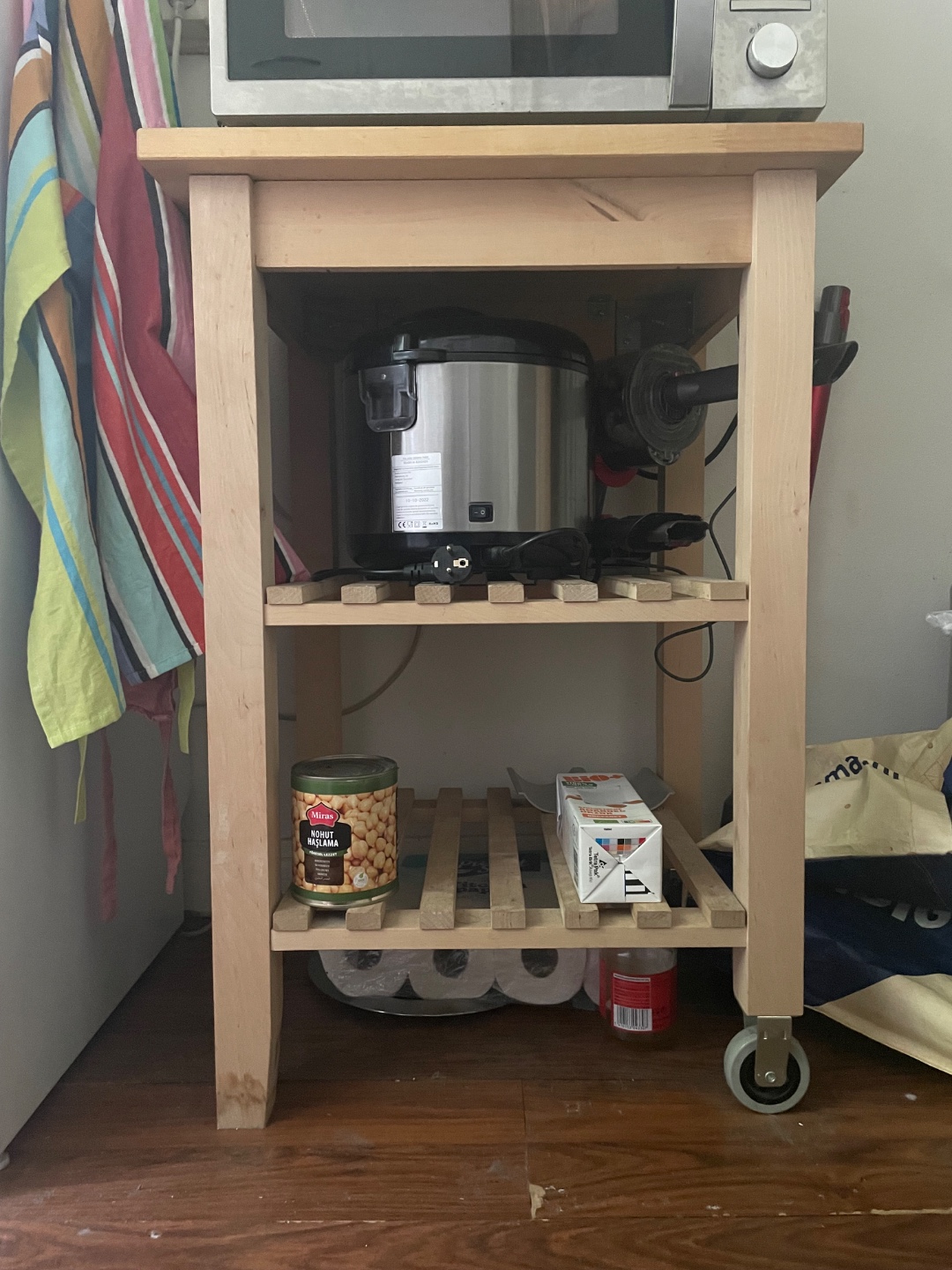 Kitchen wooden furniture with wheels
2 trestles for desk 2