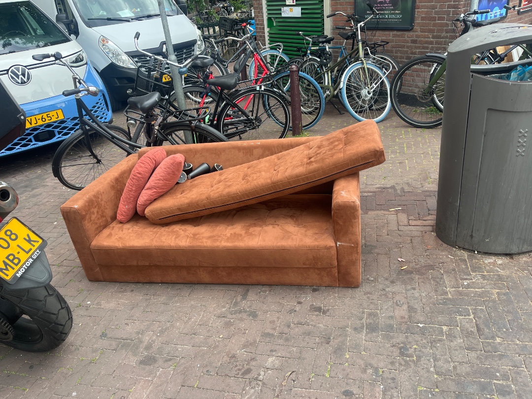 Brown suede couch in good condition! 1