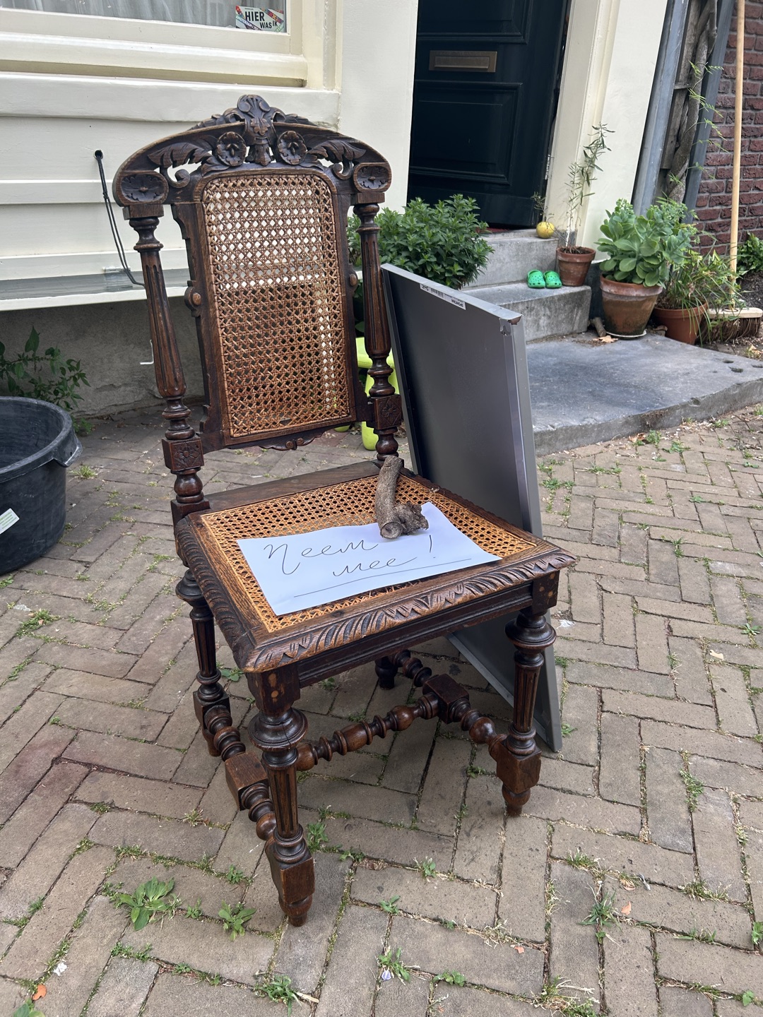 Stoel, dining chair, eetkamerstoel hout (wood), rotan 1