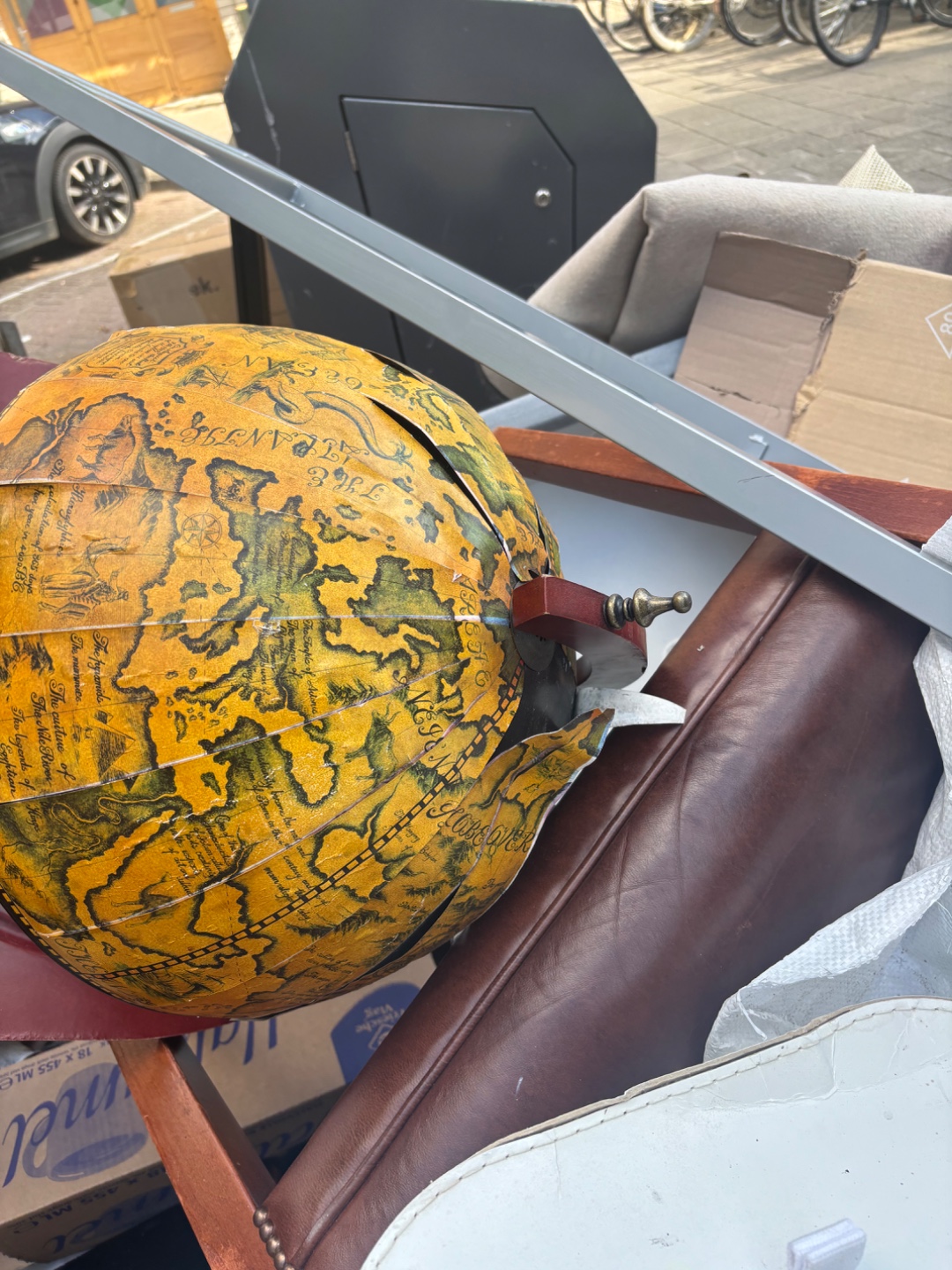 Side table with globe (with some damage) 3