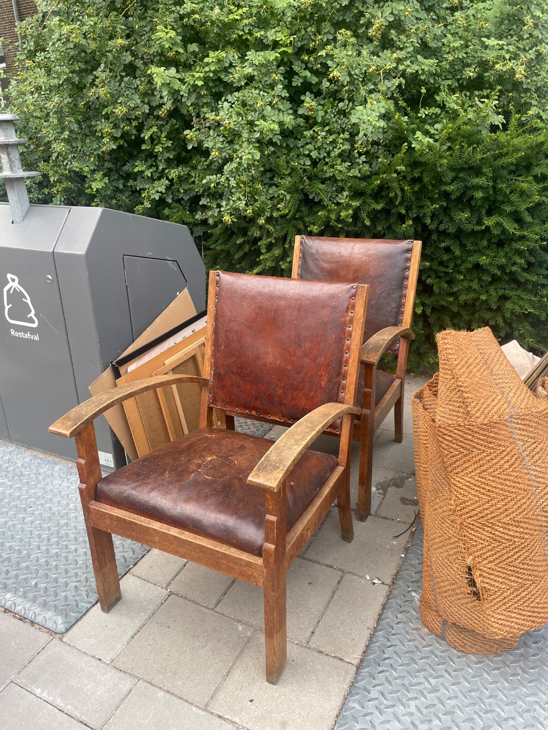 Two beautiful chairs from the ‘50s. Owner told me they were made by students at a boarding school in 1950’s, made by hand and unique. 1