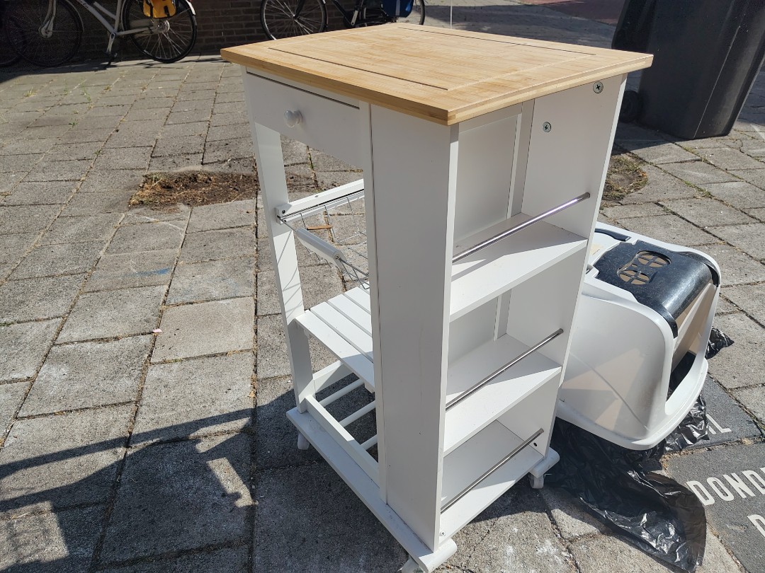 Kitchen trolley with cutting board on casters 1