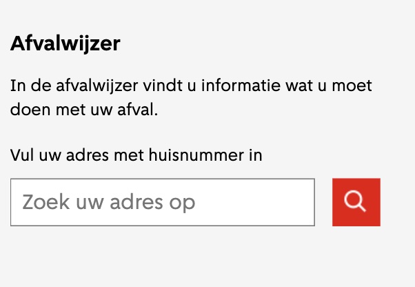 Amsterdam.nl bulky waste search input