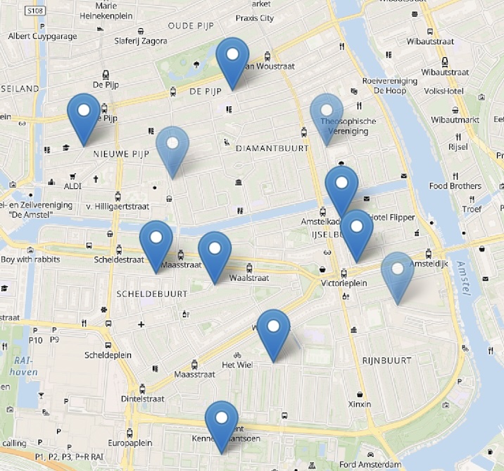 Map showing locations of bulky waste left on Amsterdam streets